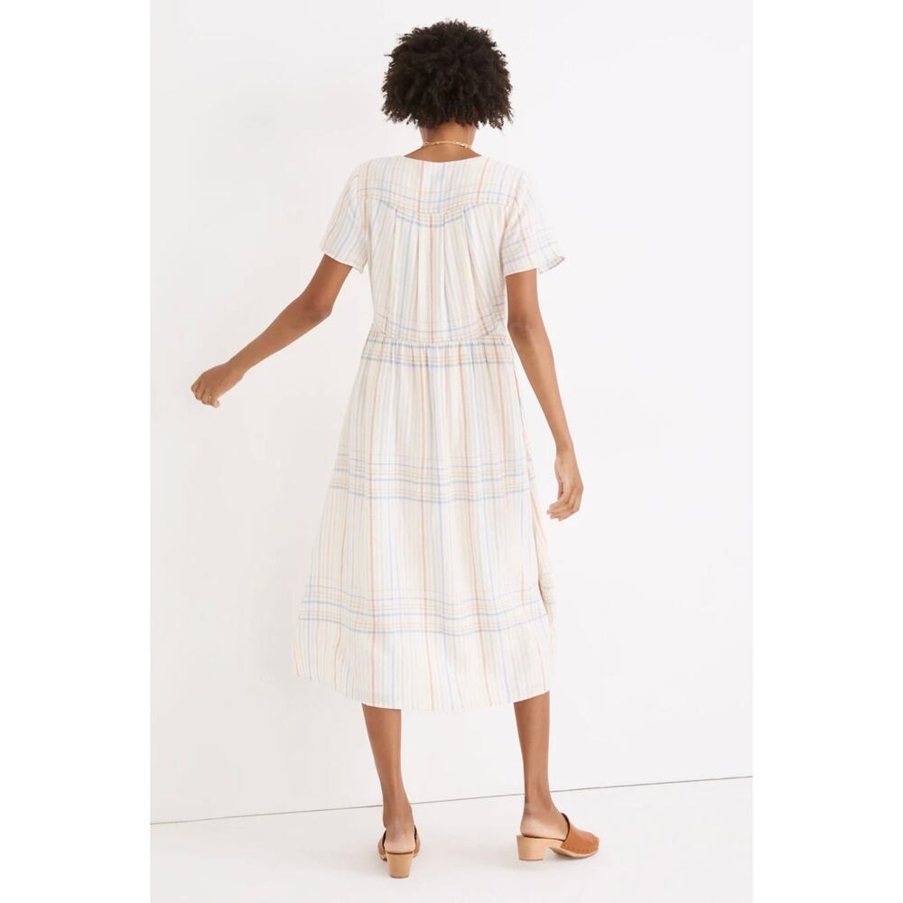 MADEWELL Linen Blend Clara MIDI Dress In Plaid Size Small - Picture 2 of 8